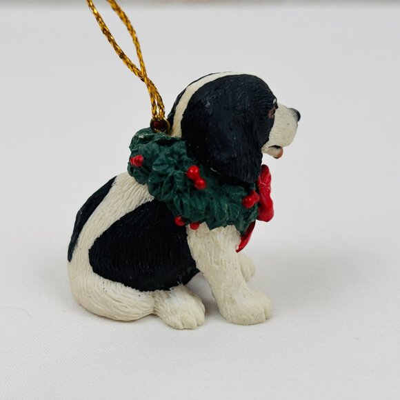 Silver Deer Tom Rubel Christmas Animals Fawn Puppy Black White Wreath Ornament - Picture 2 of 6